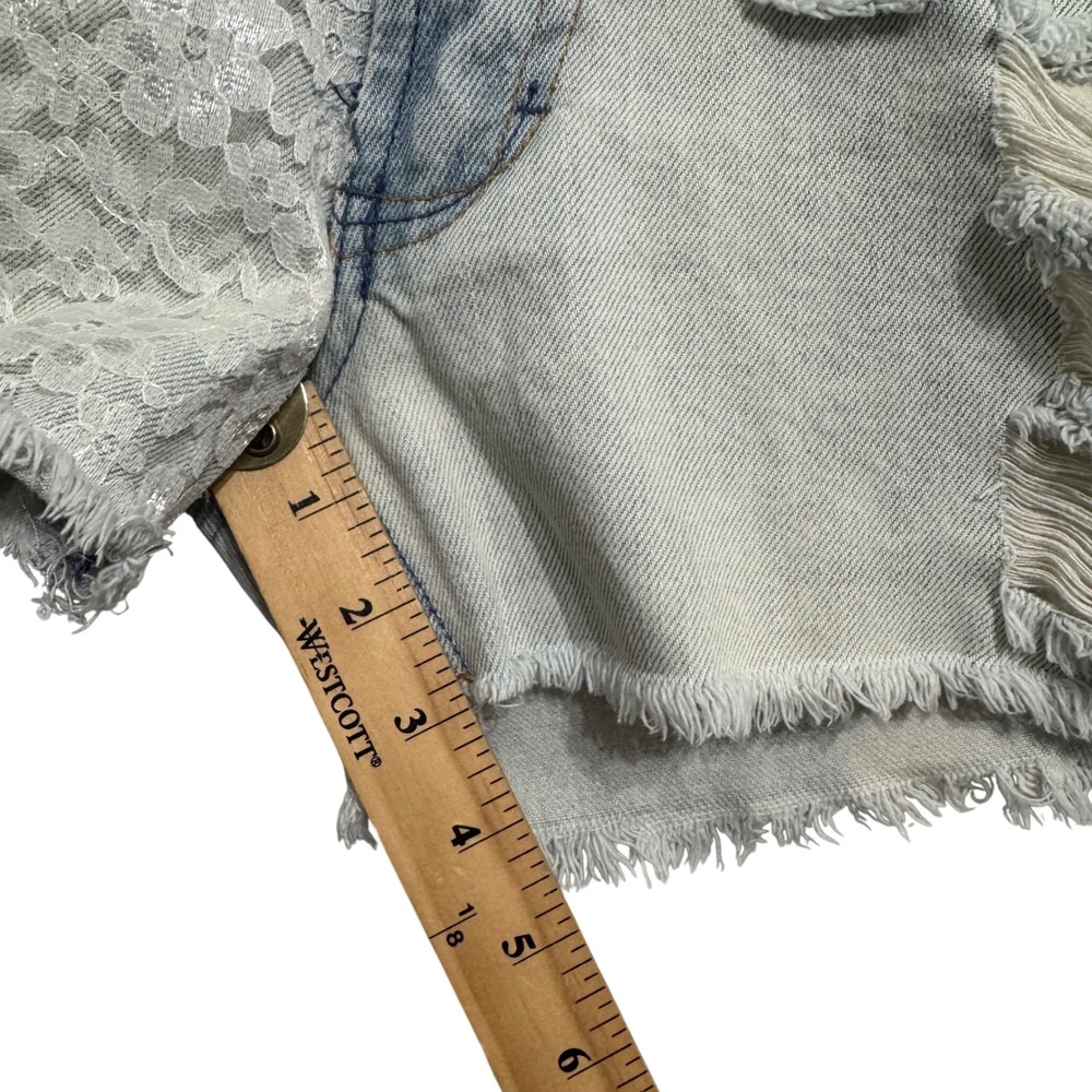 Steve & Barry's Denim Shorts Womens 29 Light WashLace Distressed Cutoff - Picture 7 of 8